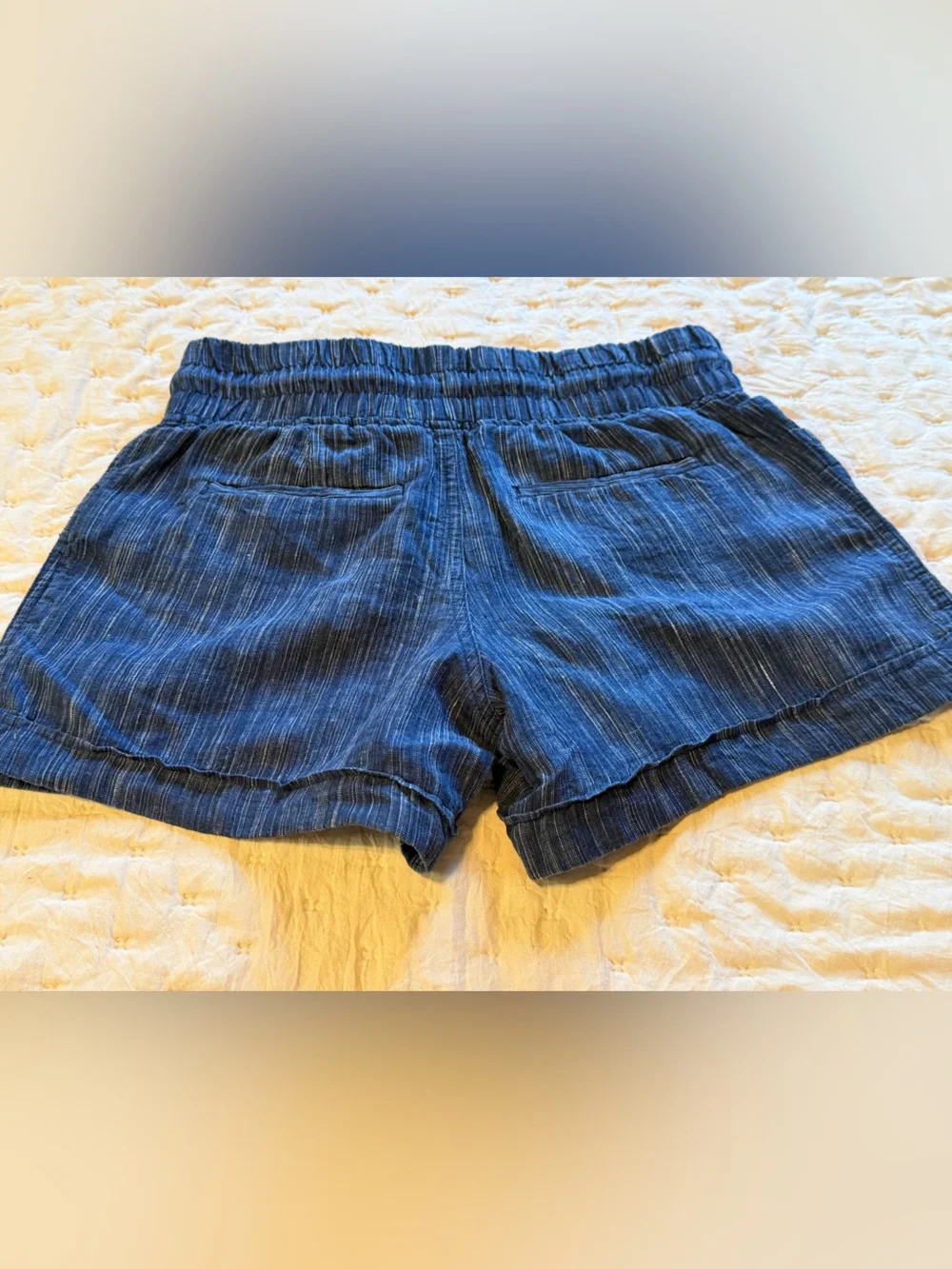 Athleta Cabo Linen Shorts (Blue, Size 4)